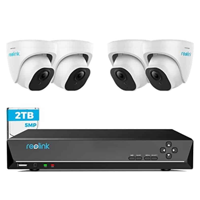 Reolink 4K 8CH CCTV Security Camera System with 2TB HDD NVR and 4X 5MP Motion Detection Outdoor PoE IP Cameras, 100ft Night Vision Remote Access,RLK8-520D4-5MP